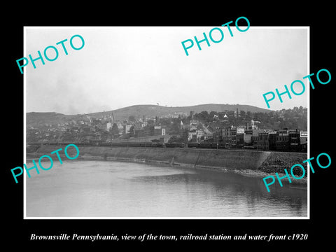 OLD LARGE HISTORIC PHOTO OF BROWNSVILLE PENNSYLVANIA, THE WATER FRONT c1920