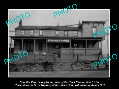 OLD LARGE HISTORIC PHOTO OF FRANKLIN PARK PENNSYLVANIA, THE 5 MILE HOUSE c1910