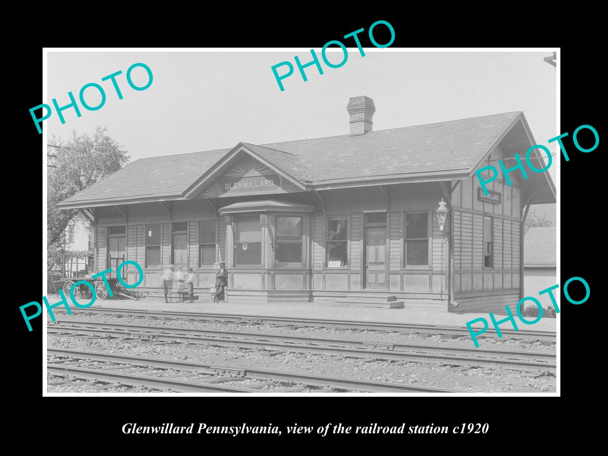 OLD LARGE HISTORIC PHOTO OF GLENWILLARD PENNSYLVANIA, THE RAILROAD STATION c1920