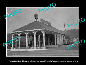 OLD LARGE HISTORIC PHOTO OF GRANVILLE WEST VIRGINIA, APPALINE OIL STATION c1930