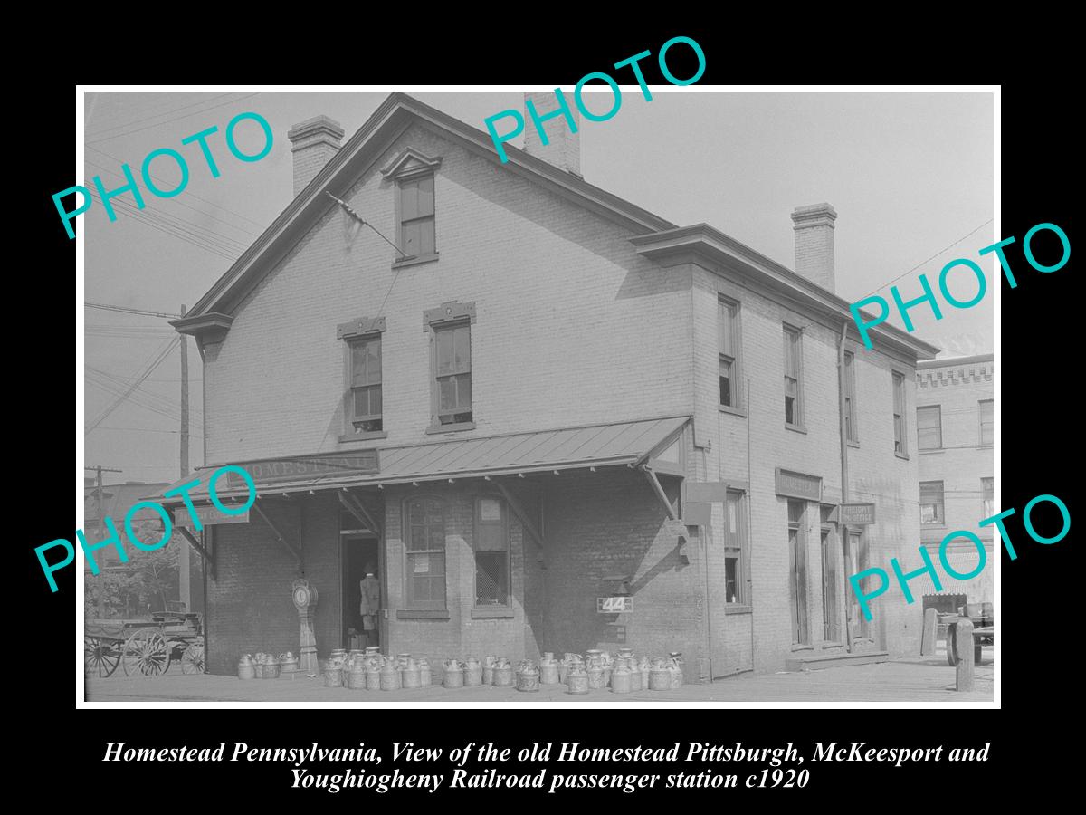 OLD LARGE HISTORIC PHOTO OF HOMESTEAD PENNSYLVANIA, THE RAILROAD STATION c1920