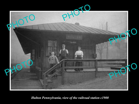 OLD LARGE HISTORIC PHOTO OF HULTON PENNSYLVANIA, THE RAILROAD STATION c1900