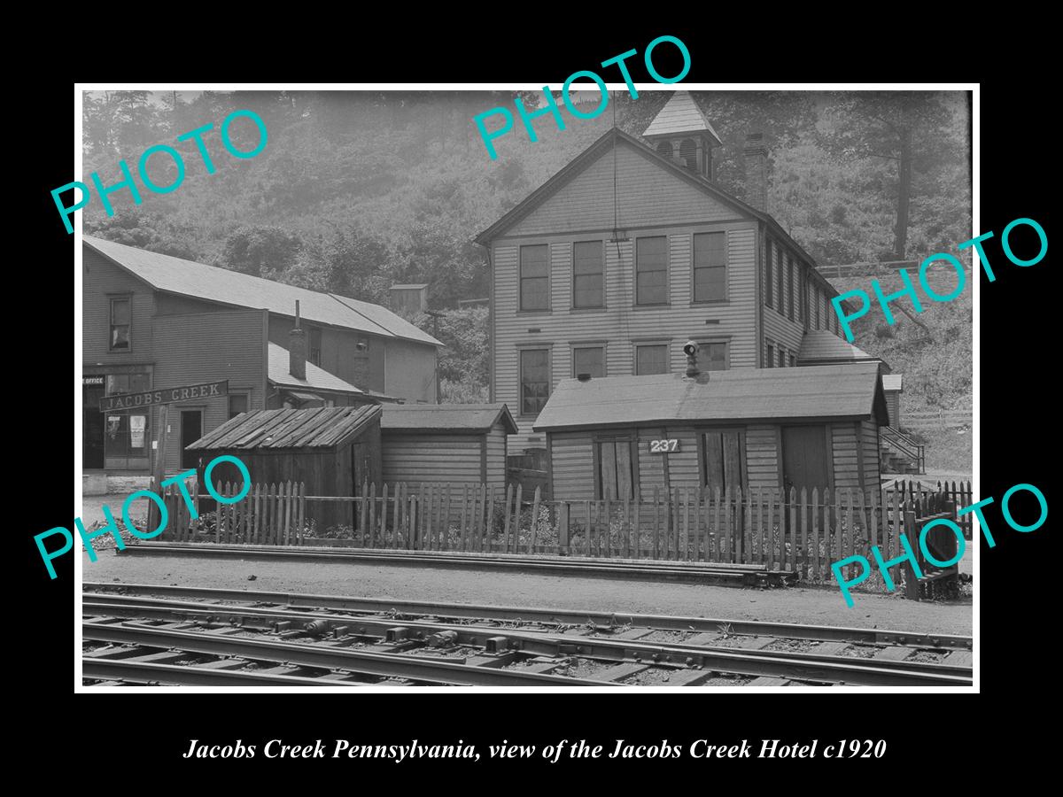 OLD LARGE HISTORIC PHOTO OF JACOBS CREEK PENNSYLVANIA, THE TOWN HOTEL c1920