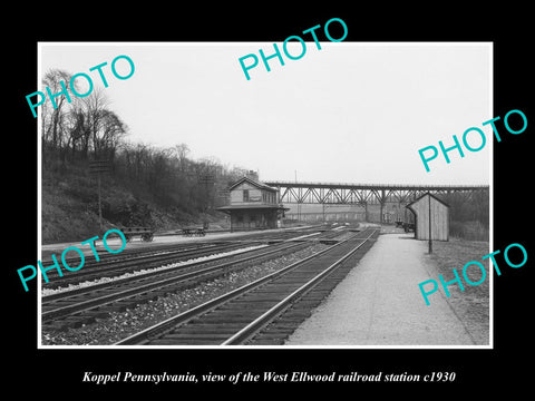 OLD HISTORIC PHOTO OF KOPPEL PENNSYLVANIA, WEST ELLWOOD RAILROAD STATION c1930