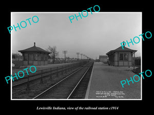 OLD LARGE HISTORIC PHOTO OF LEWISVILLE INDIANA, THE RAILROAD STATION c1914