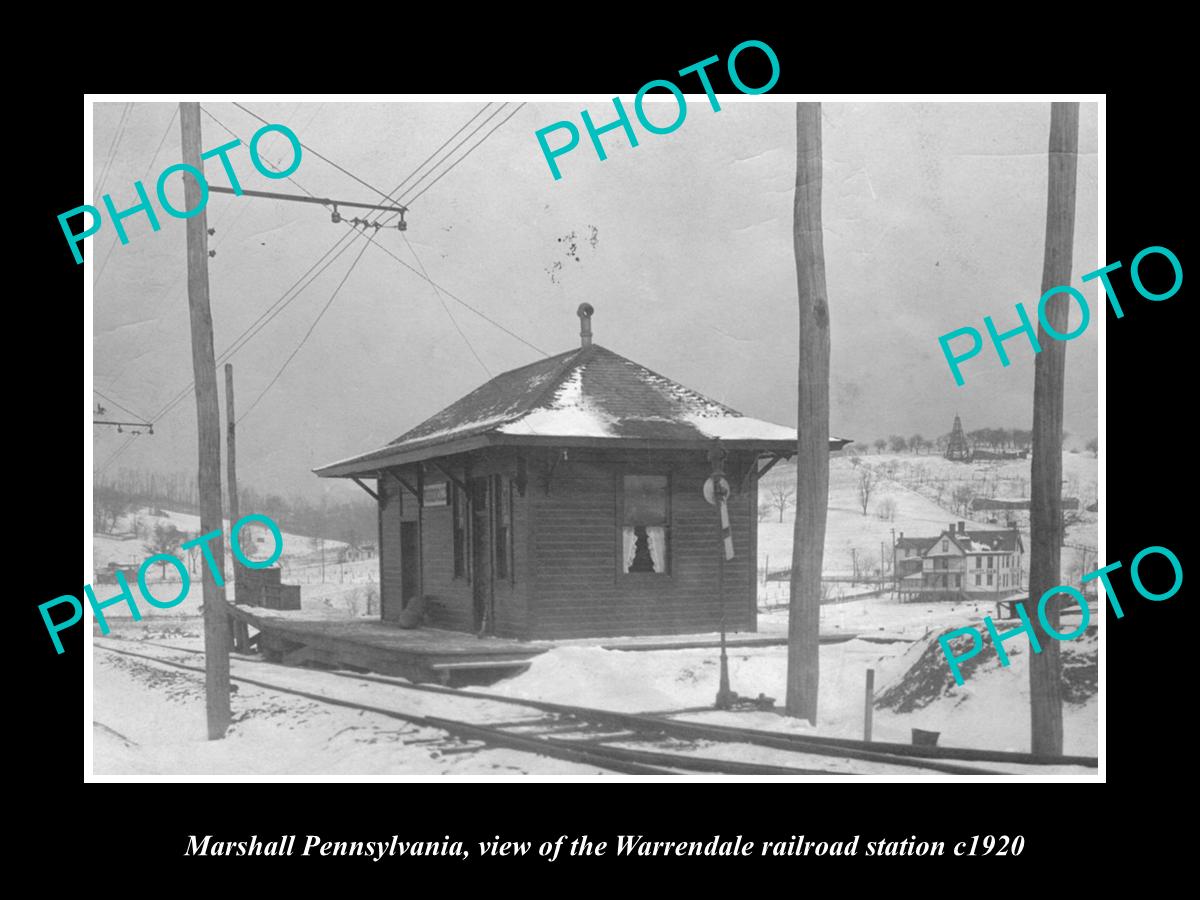 OLD HISTORIC PHOTO OF MARSHALL PENNSYLVANIA, WARRENDALE RAILROAD STATION c1920