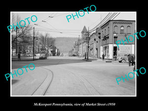 OLD LARGE HISTORIC PHOTO OF McKEESPORT PENNSYLVANIA, VIEW OF MARKET STREET c1950