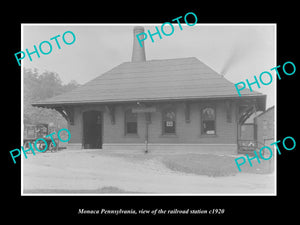 OLD LARGE HISTORIC PHOTO OF MONACA PENNSYLVANIA, THE RAILROAD STATION c1920