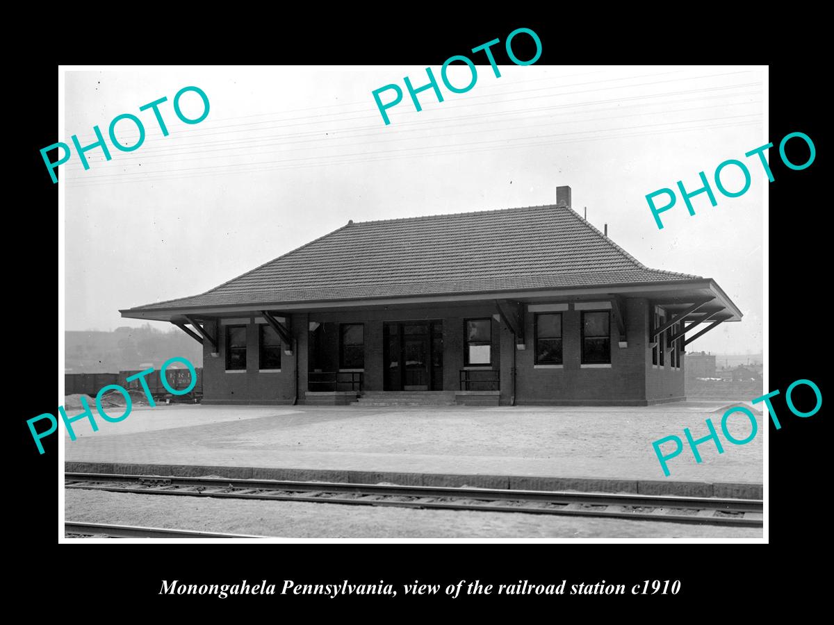 OLD LARGE HISTORIC PHOTO OF MONONGAHELA PENNSYLVANIA, THE RAILROAD STATION c1910