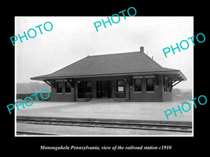 OLD LARGE HISTORIC PHOTO OF MONONGAHELA PENNSYLVANIA, THE RAILROAD STATION c1910