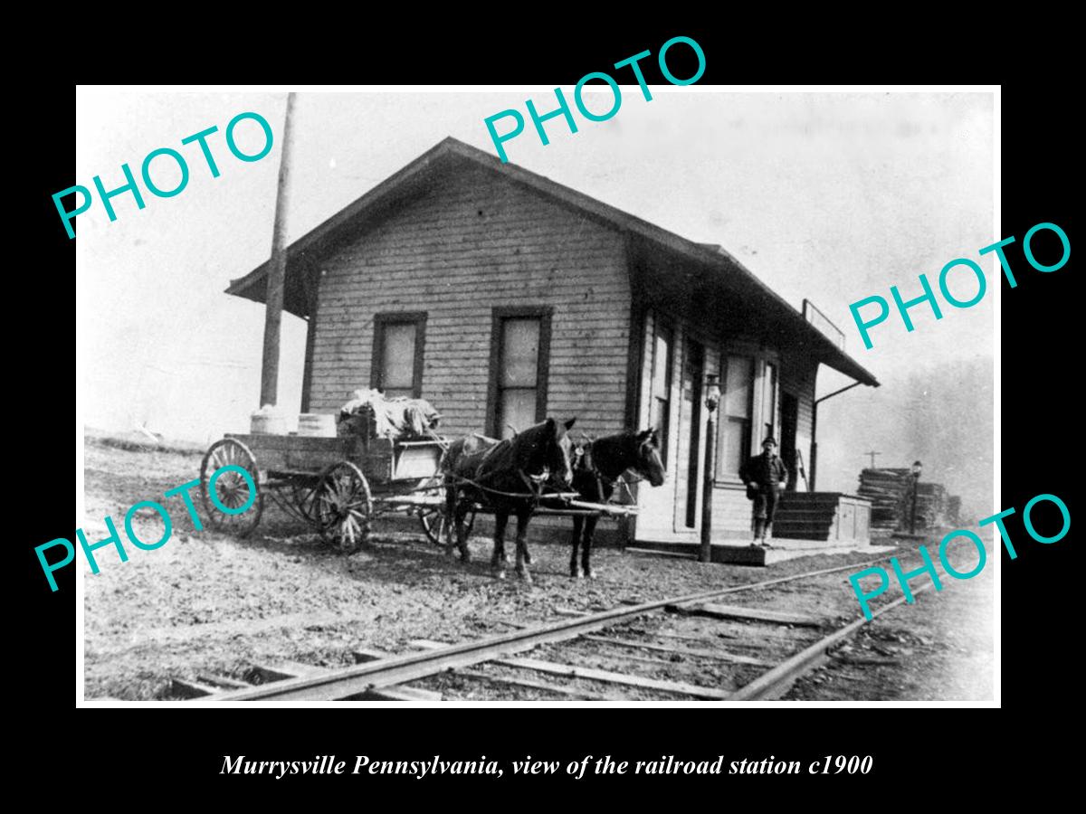 OLD LARGE HISTORIC PHOTO OF MURRYSVILLE PENNSYLVANIA, THE RAILROAD STATION c1900