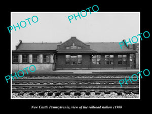 OLD LARGE HISTORIC PHOTO OF NEW CASTLE PENNSYLVANIA, THE RAILROAD STATION c1900