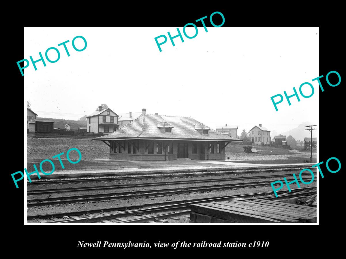 OLD LARGE HISTORIC PHOTO OF NEWELL PENNSYLVANIA, THE RAILROAD STATION c1910