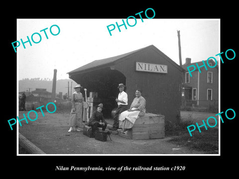 OLD LARGE HISTORIC PHOTO OF NILAN PENNSYLVANIA, THE RAILROAD STATION c1920