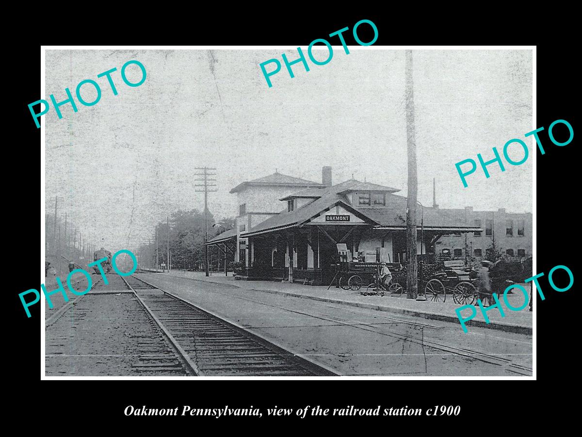 OLD LARGE HISTORIC PHOTO OF OAKMONT PENNSYLVANIA, THE RAILROAD STATION c1900