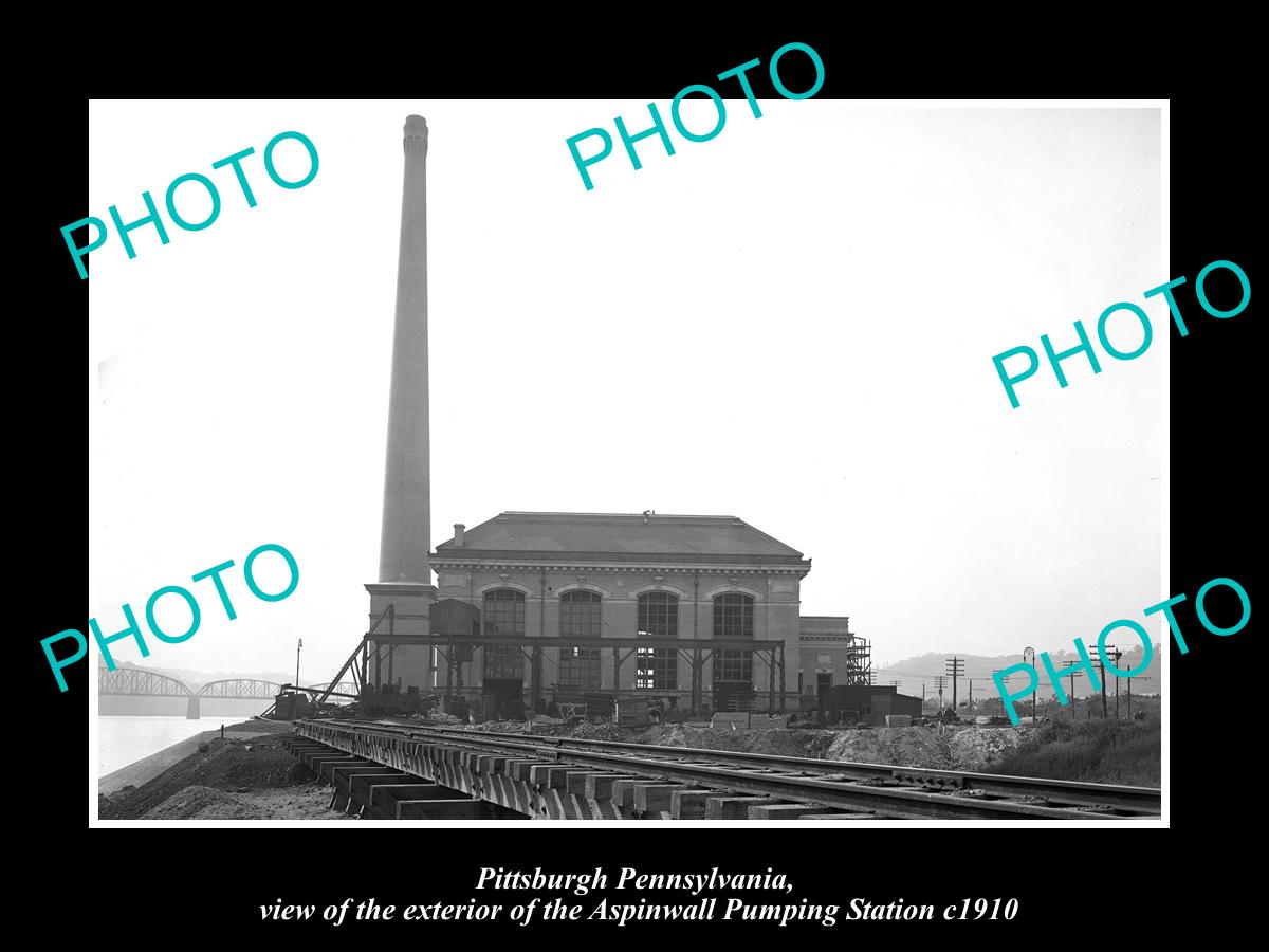 OLD HISTORIC PHOTO OF PITTSBURGH PENNSYLVANIA, ASPINWALL PUMPING STATION c1910