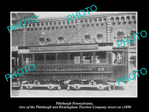 OLD HISTORIC PHOTO OF PITTSBURGH PENNSYLVANIA, THE BIRMINGHAM STREETCAR c1890