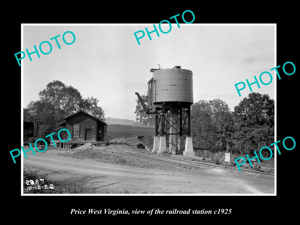 OLD LARGE HISTORIC PHOTO OF PRICE WEST VIRGINIA, THE RAILROAD STATION c1925