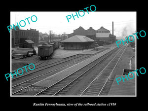 OLD LARGE HISTORIC PHOTO OF RANKIN PENNSYLVANIA, THE RAILROAD STATION c1910