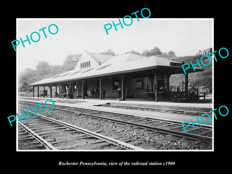 OLD LARGE HISTORIC PHOTO OF ROCHESTER PENNSYLVANIA, THE RAILROAD STATION c1900