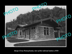 OLD HISTORIC PHOTO OF STOOPS FERRY PENNSYLVANIA, THE RAILROAD STATION c1920 1