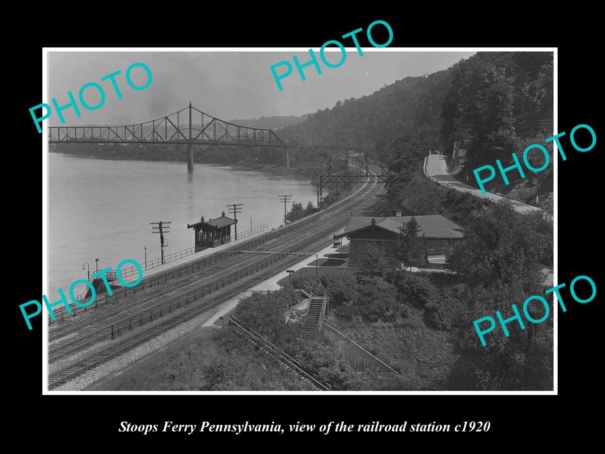 OLD HISTORIC PHOTO OF STOOPS FERRY PENNSYLVANIA, THE RAILROAD STATION c1920 2