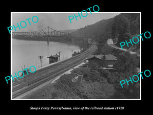 OLD HISTORIC PHOTO OF STOOPS FERRY PENNSYLVANIA, THE RAILROAD STATION c1920 2