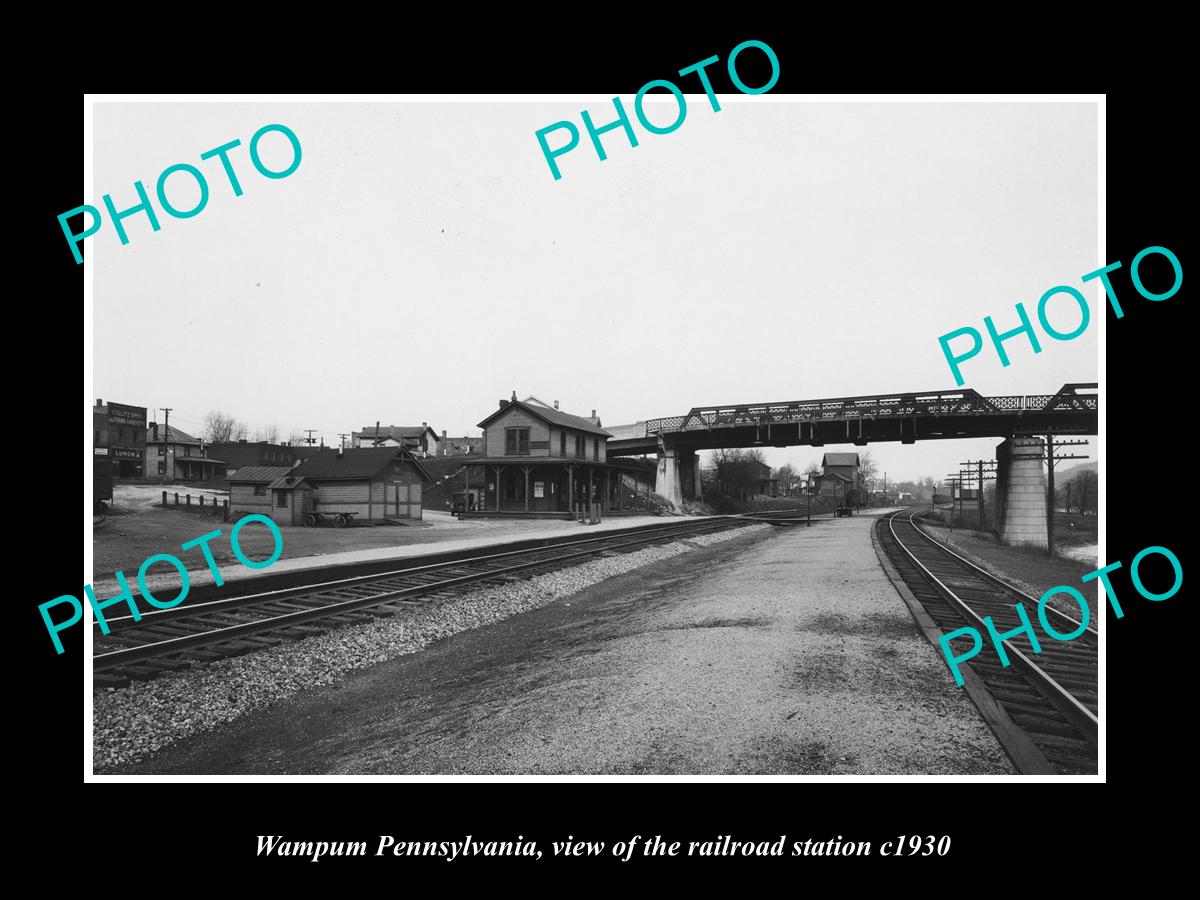 OLD LARGE HISTORIC PHOTO OF WAMPUM PENNSYLVANIA, THE RAILROAD STATION c1930