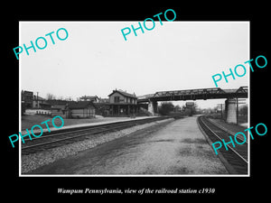 OLD LARGE HISTORIC PHOTO OF WAMPUM PENNSYLVANIA, THE RAILROAD STATION c1930