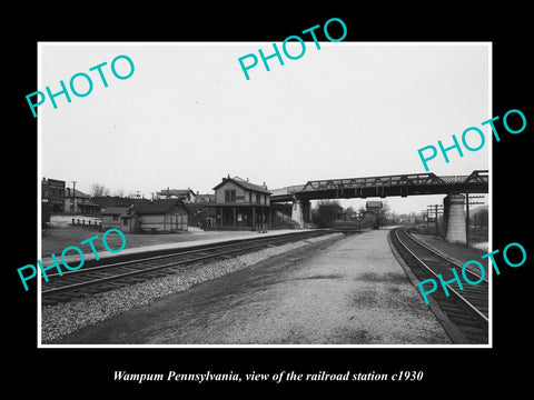 OLD LARGE HISTORIC PHOTO OF WAMPUM PENNSYLVANIA, THE RAILROAD STATION c1930