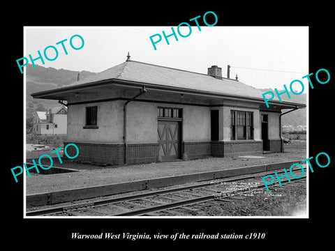 OLD LARGE HISTORIC PHOTO OF WARWOOD WEST VIRGINIA, THE RAILROAD STATION c1910