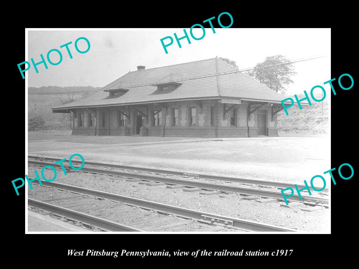 OLD LARGE HISTORIC PHOTO OF WEST PITTSBURG PENNSYLVANIA RAILROAD STATION c1917