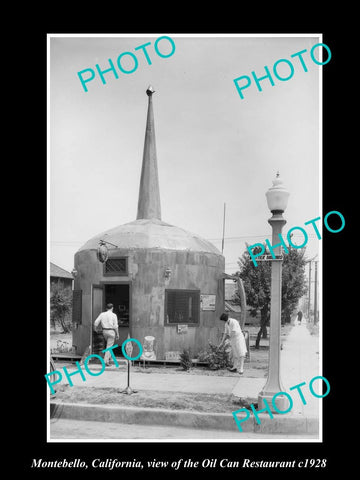 OLD LARGE HISTORIC PHOTO OF MONTEBELLO CALIFORNIA, THE OIL CAN RESTAURANT c1928