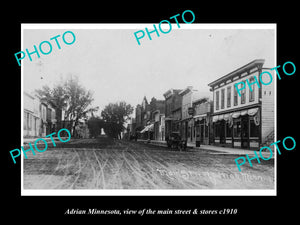 OLD LARGE HISTORIC PHOTO OF ADRIAN MINNESOTA, THE MAIN STREET & STORES c1910