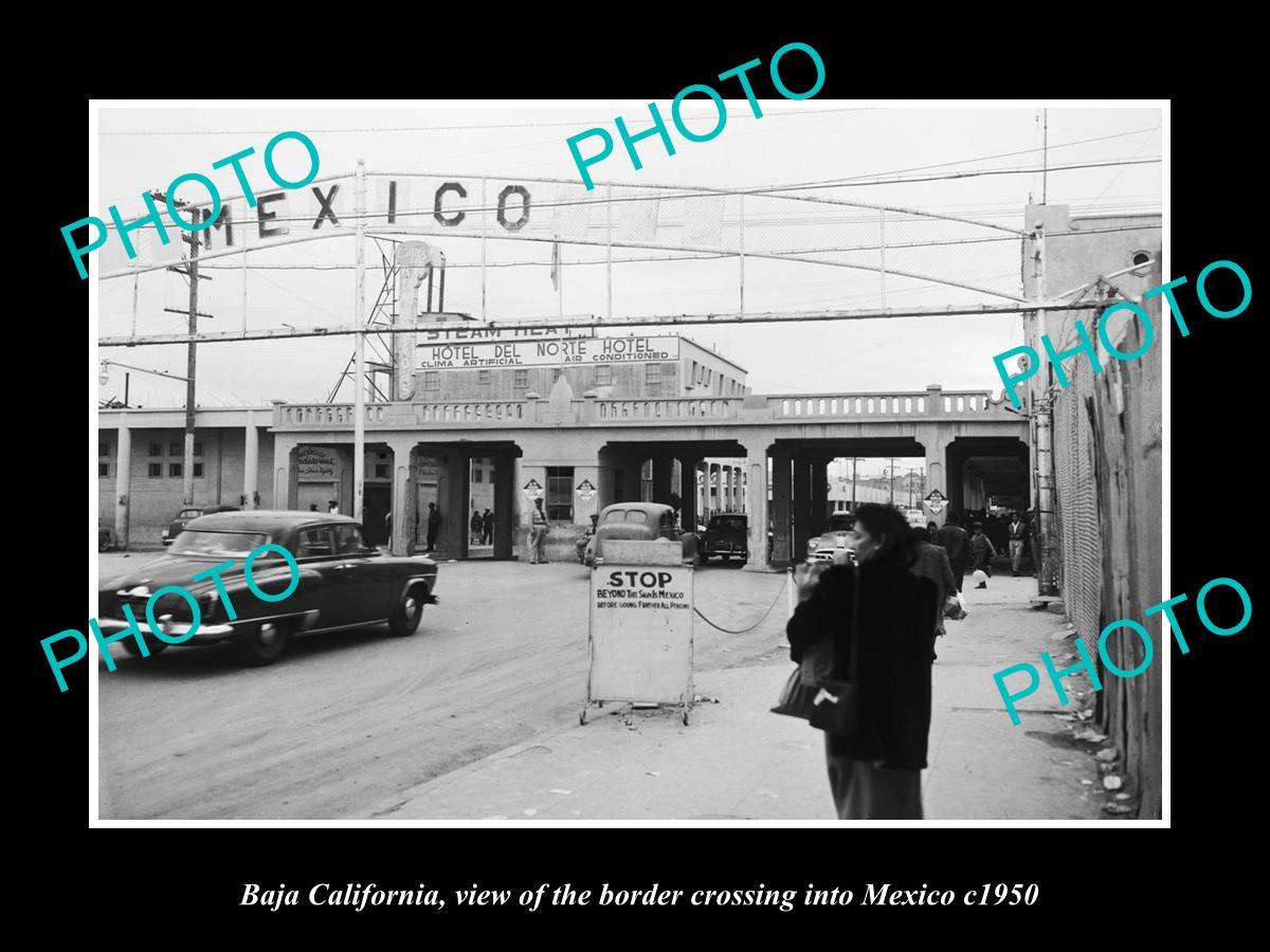 OLD LARGE HISTORIC PHOTO OF BAJA CALIFORNIA, VIEW OF THE MEXICO BORDER c1950