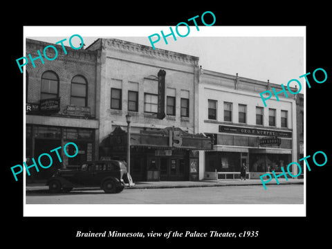 OLD LARGE HISTORIC PHOTO OF BREINERD MINNESOTA, VIEW OF THE PALACE THEATRE c1935