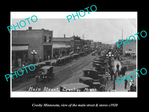 OLD LARGE HISTORIC PHOTO OF CROSBY MINNESOTA, THE MAIN STREET & STORES c1920