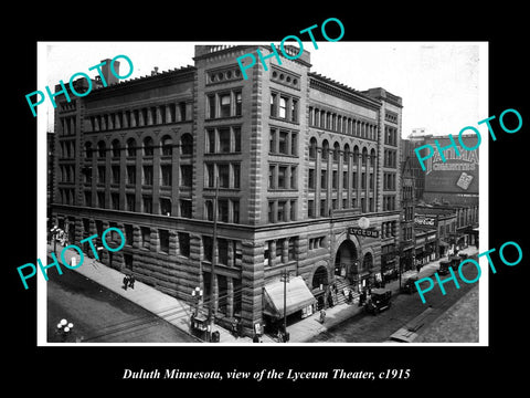 OLD LARGE HISTORIC PHOTO OF DULUTH MINNESOTA, VIEW OF THE LYCEUM THEATRE c1915