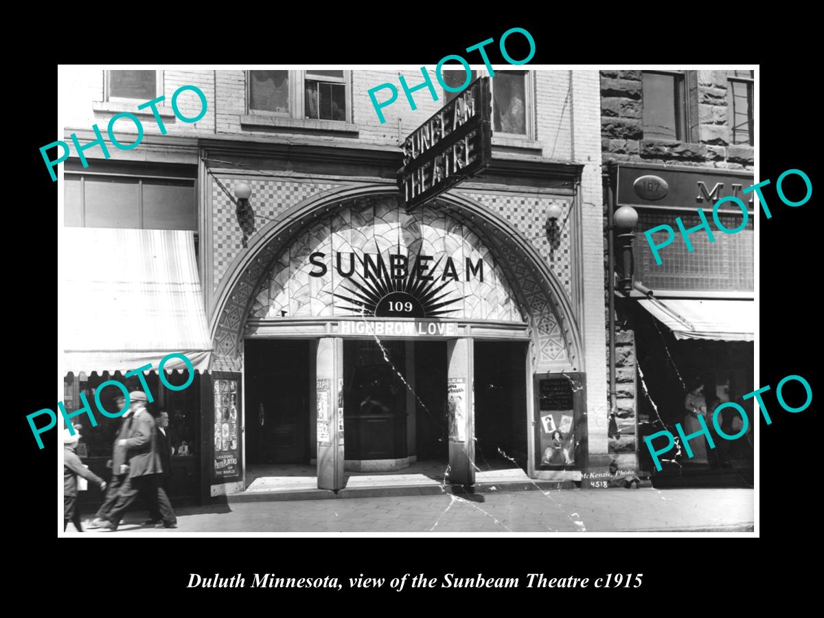 OLD LARGE HISTORIC PHOTO OF DULUTH MINNESOTA, VIEW OF THE SUNBEAM THEATRE c1915