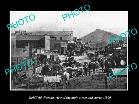 OLD LARGE HISTORIC PHOTO OF GOLDFIELD NEVADA, THE MAIN STREET & STORES c1900