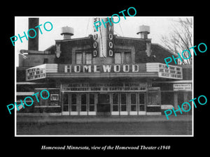 OLD LARGE HISTORIC PHOTO OF HOMEWOOD MINNESOTA, VIEW OF THE THEATRE c1940