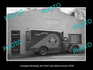 OLD LARGE HISTORIC PHOTO OF LEXINGTON KENTUCKY THE FEHR BEER DELIVERY TRUCK 1950