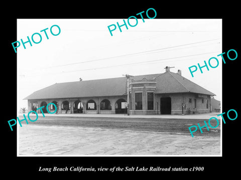 OLD LARGE HISTORIC PHOTO OF LONG BEACH CALIFORNIA, THE RAILROAD STATION c1900