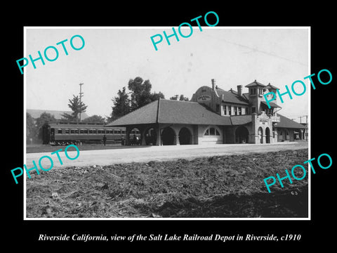 OLD LARGE HISTORIC PHOTO OF RIVERSIDE CALIFORNIA, RAILROAD DEPOT STATION c1910