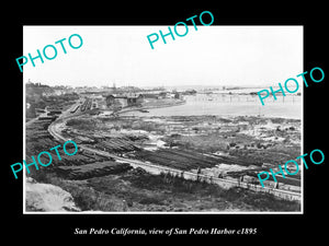 OLD LARGE HISTORIC PHOTO OF SAN PEDRO CALIFORNIA, VIEW OF SAN PEDRO HARBOR c1895