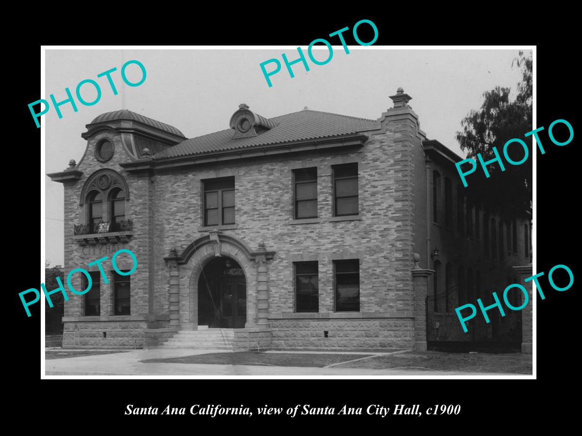 OLD LARGE HISTORIC PHOTO OF SANTA ANA CALIFORNIA, THE SANTA ANA CITY HALL c1900