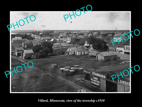 OLD LARGE HISTORIC PHOTO OF VILLARD MINNESOTA, VIEW OF THE TOWNSHIP c1910