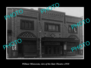 OLD LARGE HISTORIC PHOTO OF WILMAR MINNESOTA, VIEW OF THE STATE THEATRE c1930