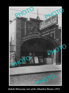 OLD LARGE HISTORIC PHOTO OF DULUTH MINNESOTA, VIEW OF THE ALHAMBRA THEATRE c1915