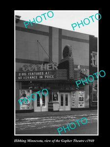 OLD LARGE HISTORIC PHOTO OF HIBBING MINNESOTA, VIEW OF THE GOPHER THEATRE c1940